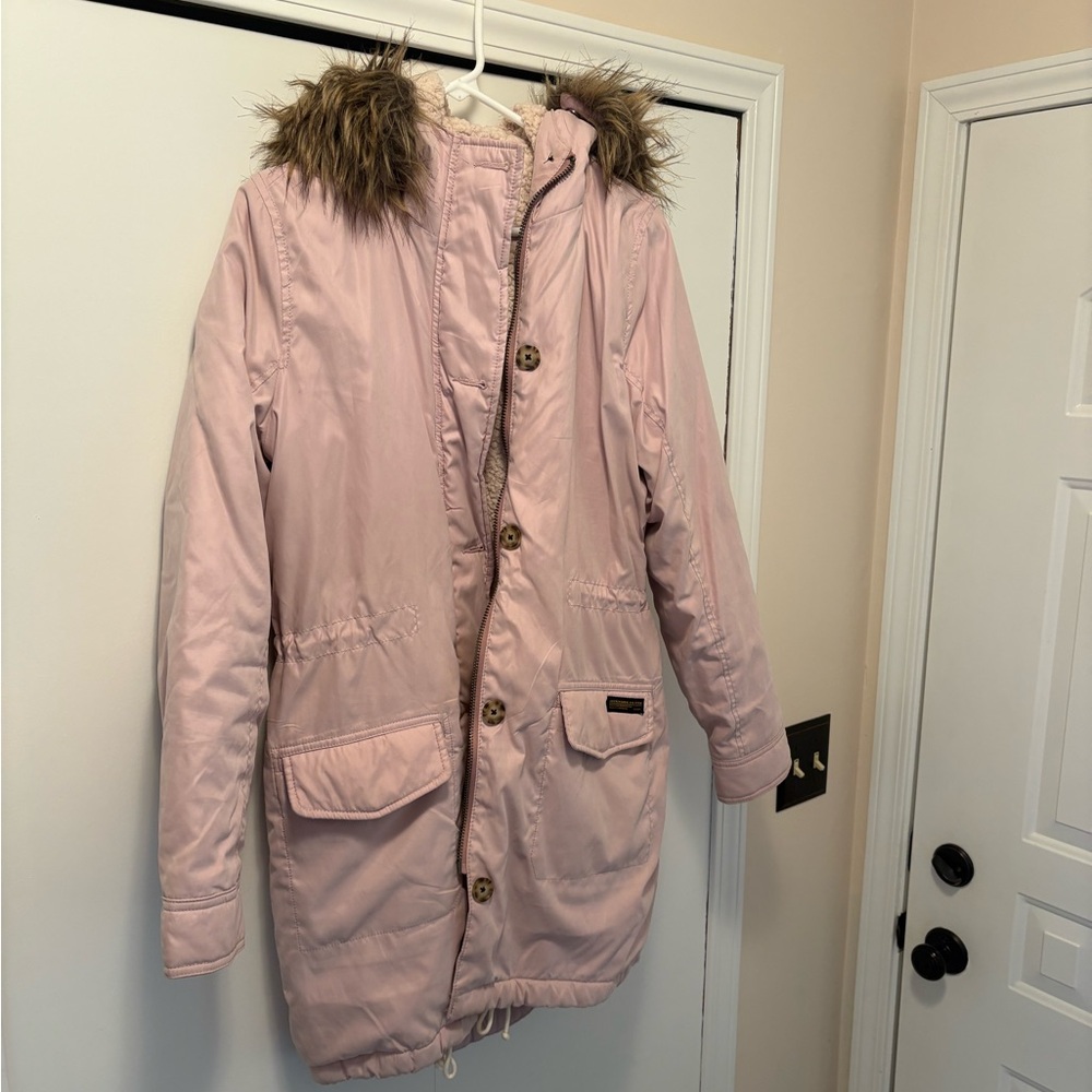 Abercrombie & Fitch Light Pinnk/Dusty Rose Sherpa lined utility jacket
